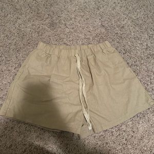 Tan linen shorts